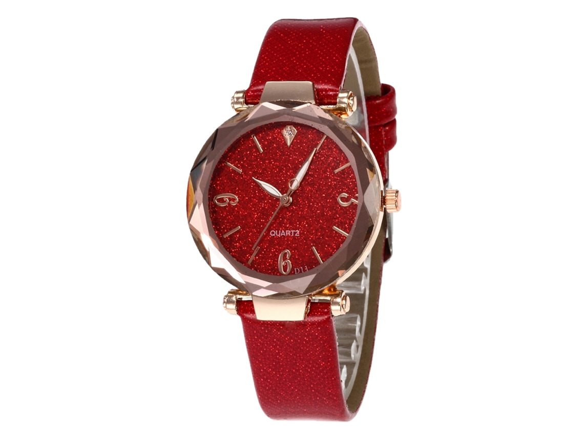 Reloj De Pulsera De Aleación Con Dial Redondo Reloj De Cuartzo Pareja Rojo