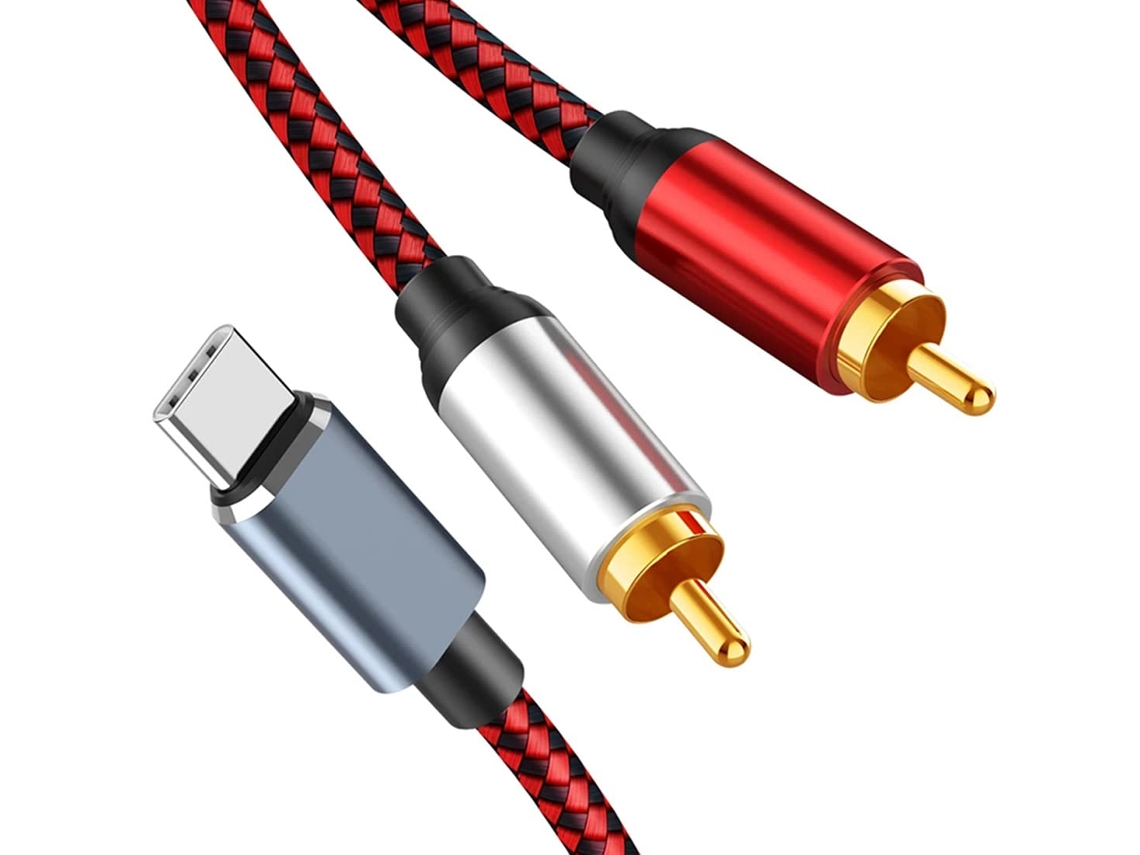 Cabo De Áudio Usb-c Para 2 Conectores Macho Tablet, Alto-falante,