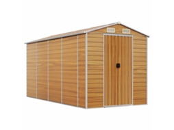 Abrigo De Jardim Vidaxl Marrom Aço ( 191x385x198 Cm)