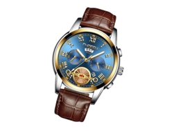Relógio Homem, Cor Castanho Couro Dourado Blue Surface Castanho Couro Dourado Blue Surface Gusshious