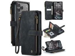 Capa Flip Para Celular Em Couro Com Compartimento Para Cartãopreto - Iphone 17 Pro Max