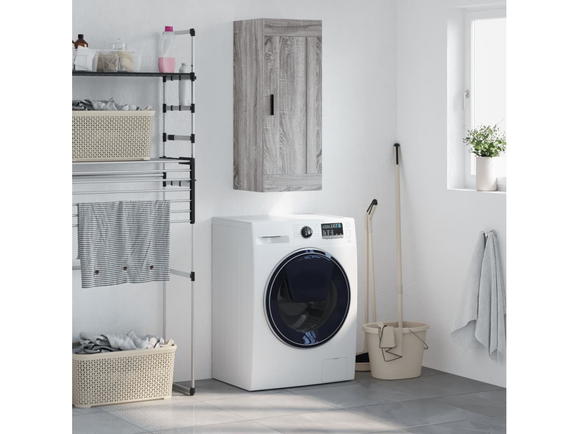 Vidaxl Armário De Parede 34,5x34x90 Cm Derivados Madeira Cinza Sonoma