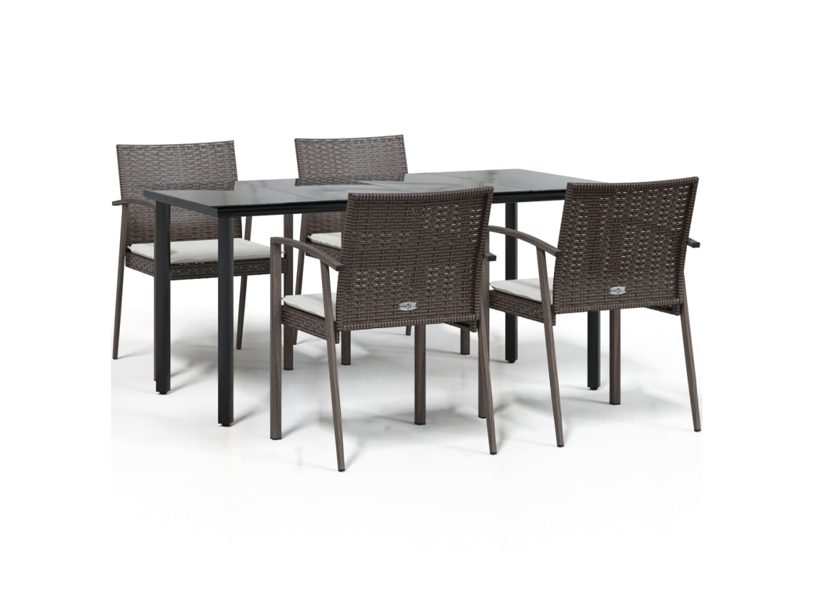 Conjunto de 5 Jantar para Jardim com Almofadões Vime Pe e Aço MAISON EXCLUSIVE (5pcs)