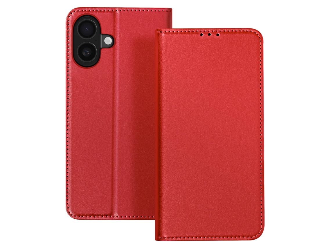 Avizar Capa De Couro Para Iphone 17 Com Porta Cartões E Aba Magnética Vermelho