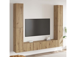 Vidaxl Armários Tv Montados Na Parede 6 Pcs Madeira Carvalho Artesanal