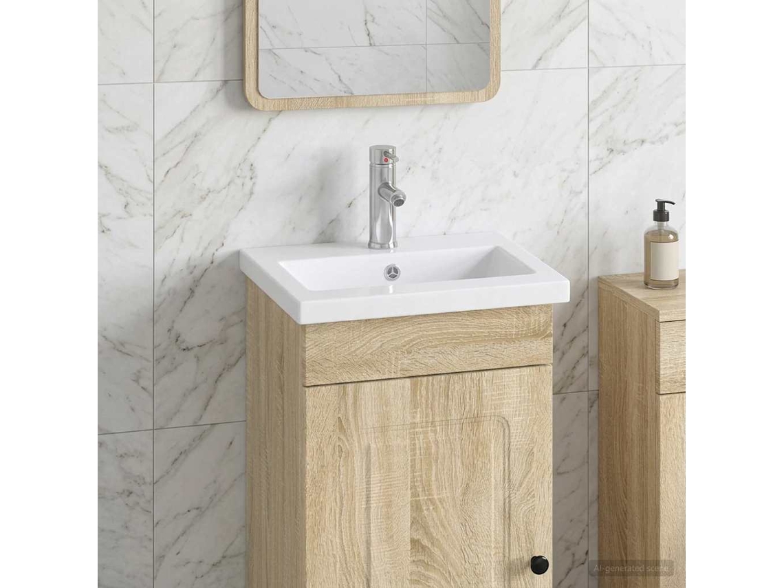 Vidaxl Pia De Banheiro Com Torneira E Dreno Cromo 42 X 40 X 16,5 Cm