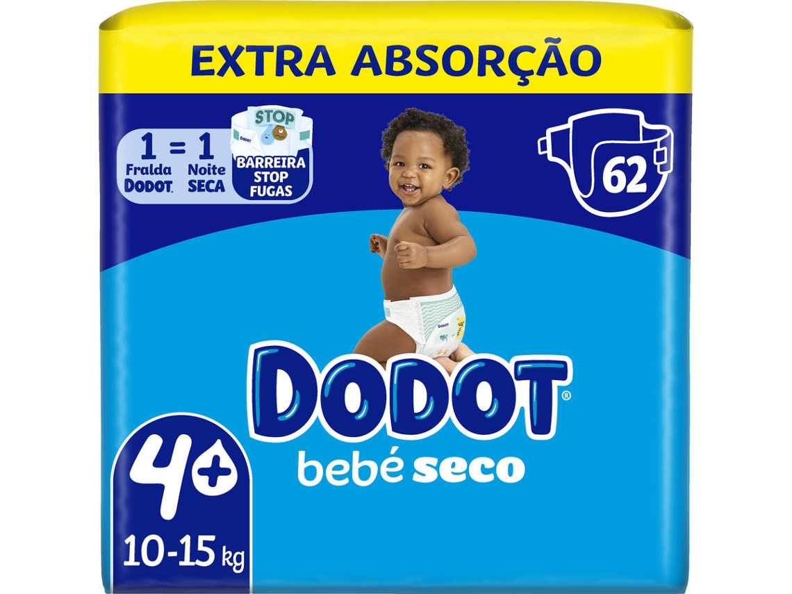 Fraldas Bebé Seco Extra 10-15kg T4+ DODOT emb. 62 un