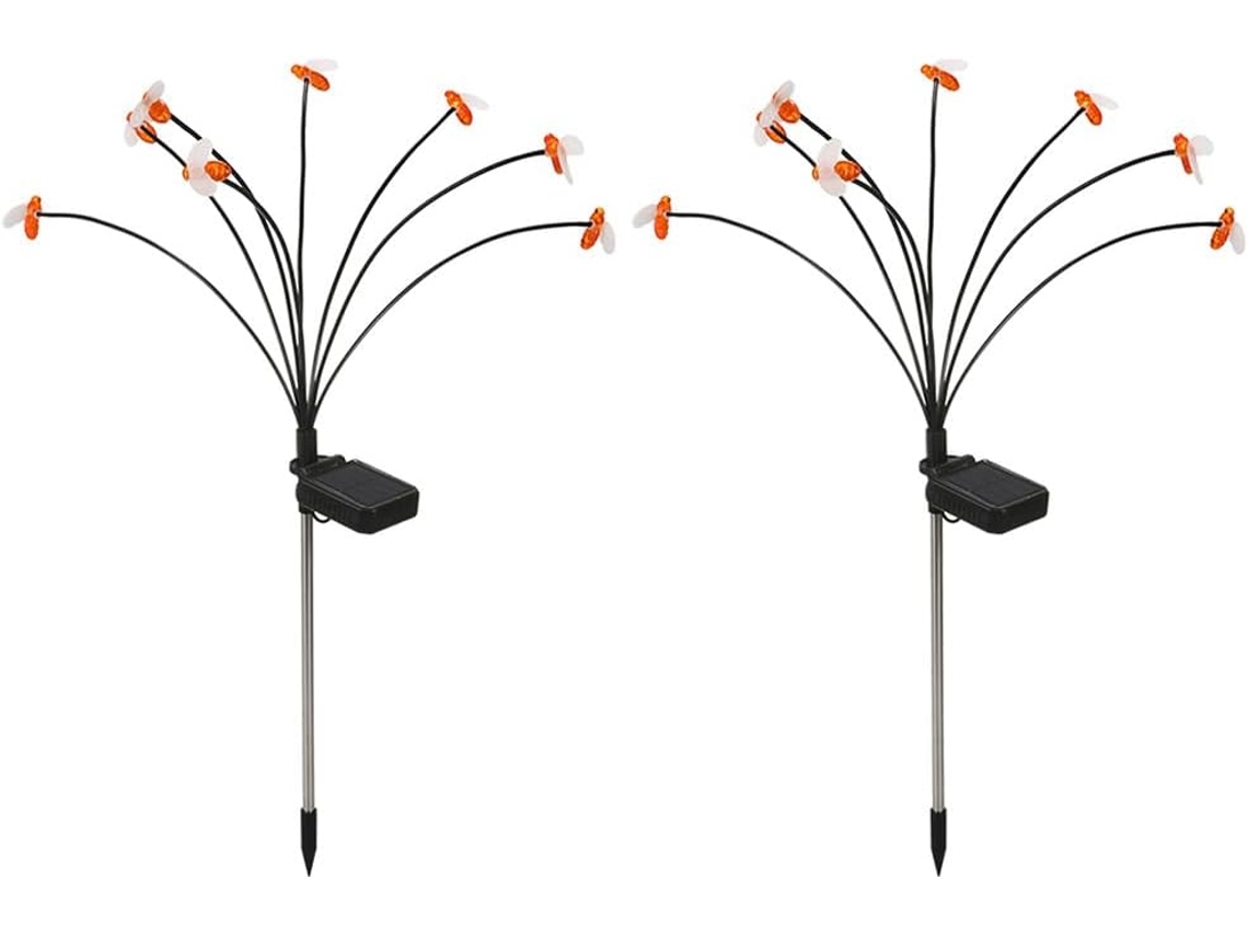 Conjunto de 2 Lâmpadas de Abelha Coloridas para Pátio, Jardim e Decoração Externa com Energia Solar. SFUSHOS
