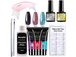 Kit de Unhas Gel Poly com Lâmpada Uv 6w, Rápido Ferramentas para Manicure GOKOCO