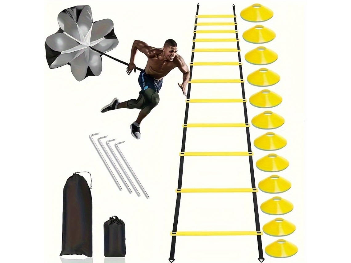 Equipamento de Treino de Agilidade com Frisbee e Pontas de Arrasto MDUG (amarelo)