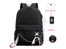 Mochila WalshLXq com estampa de desenho animado e porta USB para carregamento de laptop, ideal para escola, viagens, camping e piqueniques.