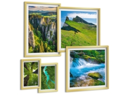 Conjunto De Pinturas Paisagens Montanhas Rios Florestas Espelharte (5 Peças)