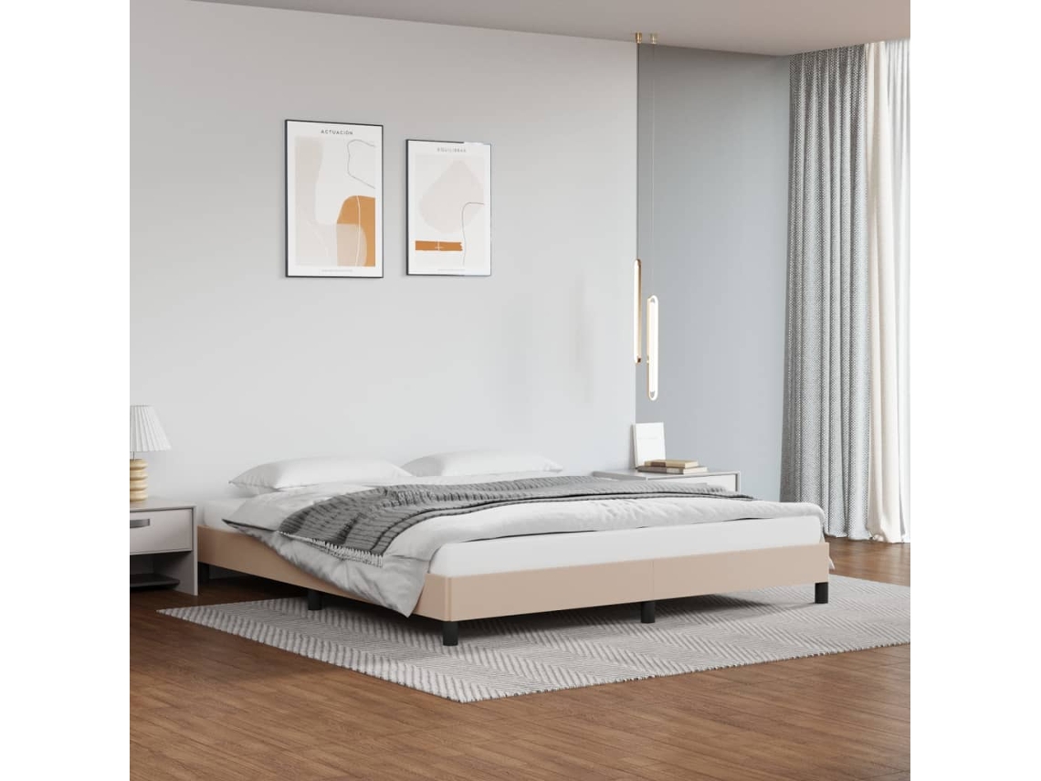 Estrutura De Cama 160x200 Cm Couro Artificial Cappuccino