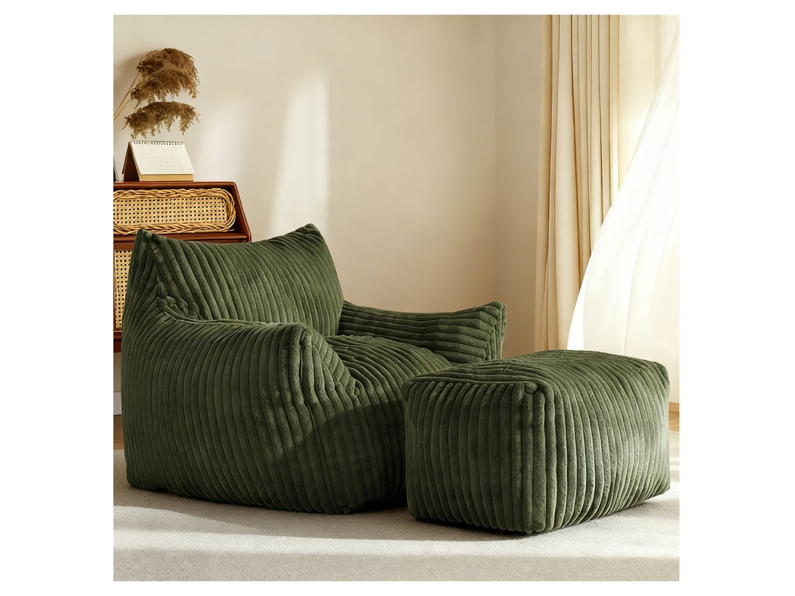 Espreguiçadeira De Perfil Curvo Com Puff Coordenado Para Assentos Contornados E Harmonia Integrada De Decoração Cs