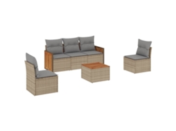 Conjunto de 6 sofás de jardim com almofadões Vime Pe Bege MAISON EXCLUSIVE (80x200 cm)