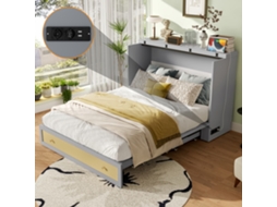 Cama Murphy Cinza 140x200cm, Gavetas, Prateleira, Usb, Conversível (s/ Colchão). Cs
