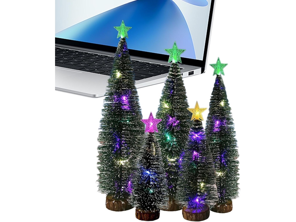 Árvores De Natal De Mesa - Conjunto De 5 Peças Para Decoração Sazonal Com Luzes Led