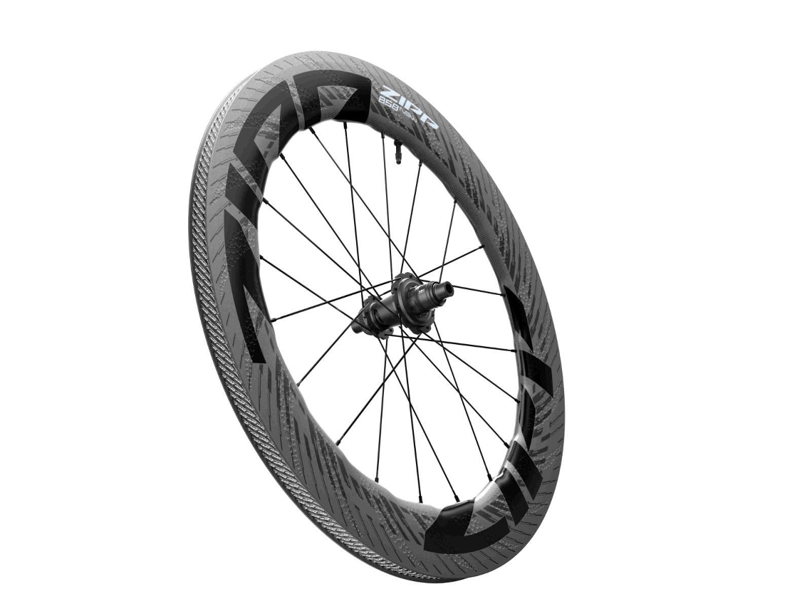 Par de Rodas Traseiras de Bicicleta com Pneus Sem Câmara ZIPP 858 Nsw Cl 700C Arr Sr 10/11V 12X142Mm My2023