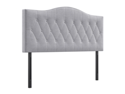 Cabeceira Estofada Elegante Em Cinza, Compensado E Poliéster, Design Moderno, 185x8x134cm.