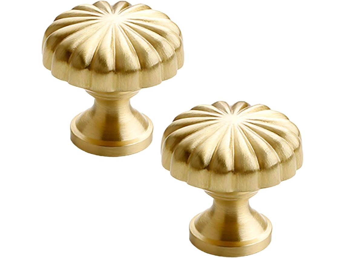 Conjunto De 2 Puxadores Latão Para Armários, Puxadores Dourados Para Gavetas De Cozinha, Ferragens Vintage Redondas Em
