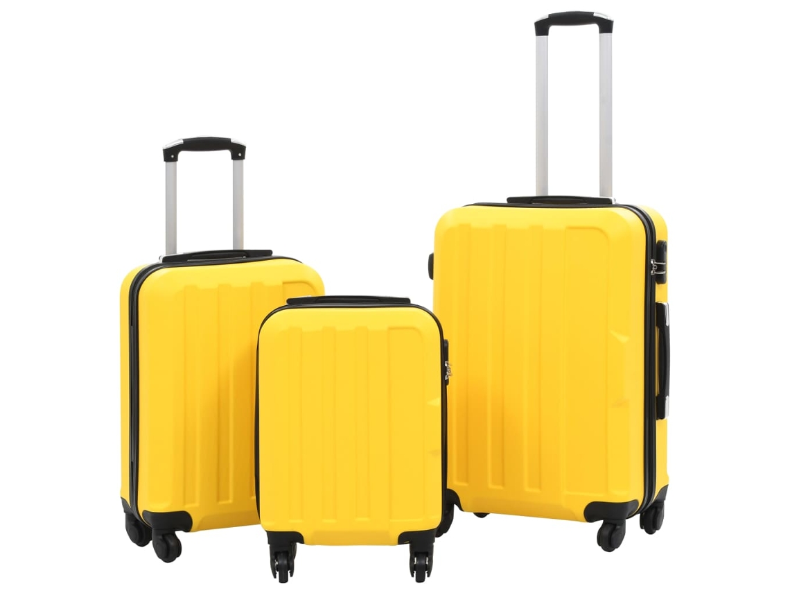 Vidaxl Conjunto De Tróleis Estojo Rígido 3 Pcs Abs Amarelo