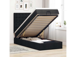 Cama Otomana Com Colchão 100x200 Cm Tecido Preto