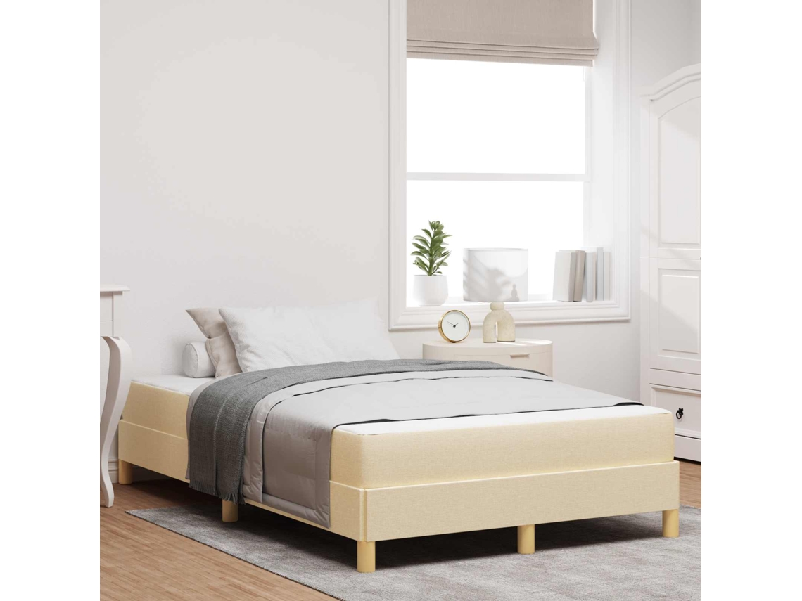 Vidaxl Cama Box Com Colchão Creme 120 X 190 Cm Tecido