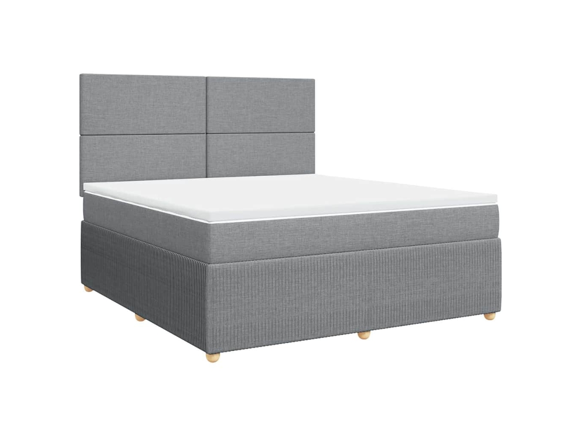 Cama com Molas/Colchão 180x200 Cm em Tecido Cinzento Claro MAISON EXCLUSIVE