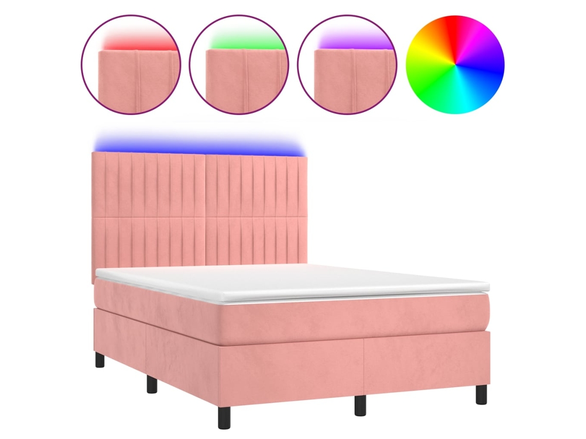 Box Spring Bed, Box Spring Beds Vidaxl Cor-de-rosa Veludo (140 X 190 Cm)