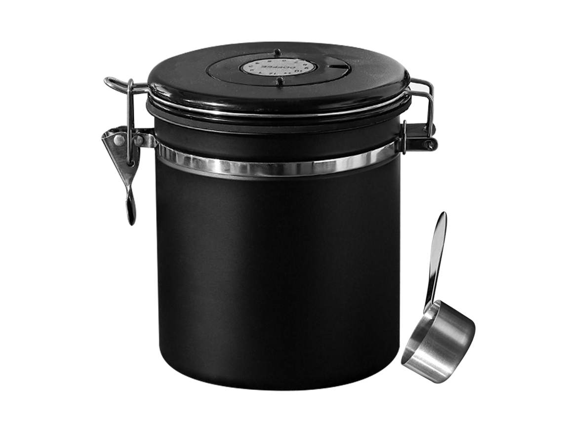 Recipiente Hermético de Aço Inoxidável para Alimentos, Brinquedo Portátil em Formato de Gota para Esvaziar Café MDUG (preto 1,5l)