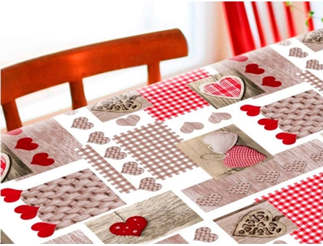 Toalha de Mesa HULEHULE TEX Elna (Vermelho, Castanho e Branco 140 x 250 cm)
