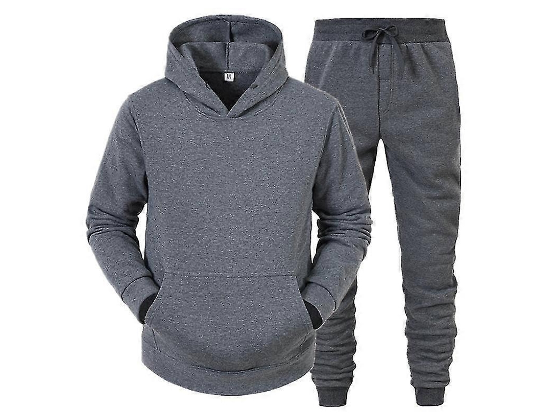 2 Peças Conjunto Roupa Esportiva Masculina Inverno Manga Longa Cintura Elástica Bolsos