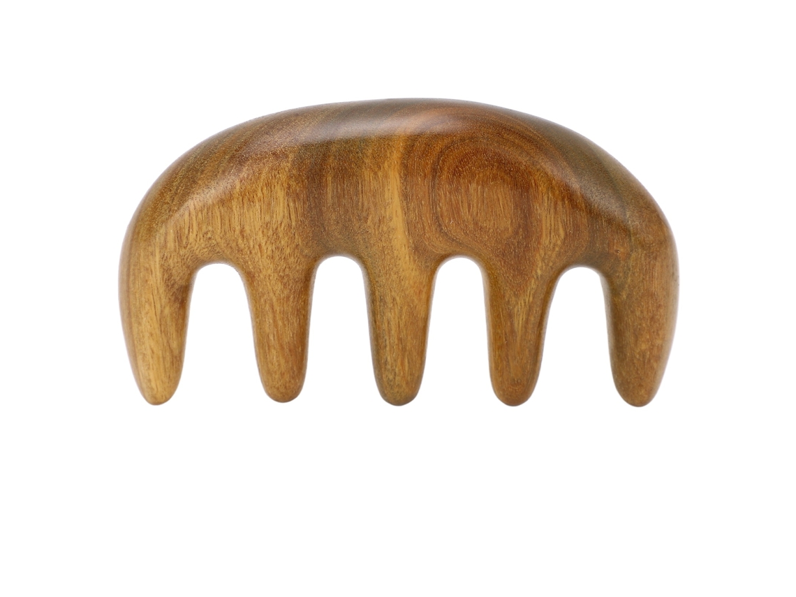 Pente De Massagem Para Cabelo De Sândalo Verde Mão Manual Dentes Largos Para Massagem Do Couro Cabeludo