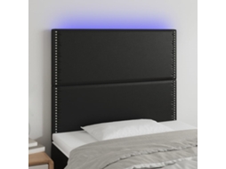 Cabecero con LED Piel Sintética 90x5x118/128cm Negro