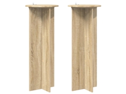 Conjunto 2 Suporte Moderno Para Plantas Vidaxl Castanho Derivados De Madeira (ø40 X 100 Cm)