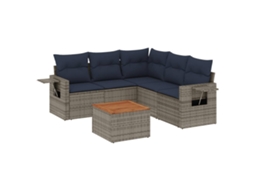 Conjunto de Sofá de Jardim, 6 Peças, Almofadas, Rattan Cinza MAISON EXCLUSIVE