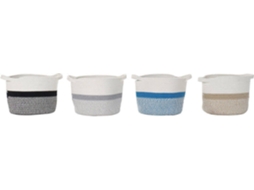 Cesto DKD HOME DECOR (Cinzento - Algodão - 25x25x20 cm - 4 Un)