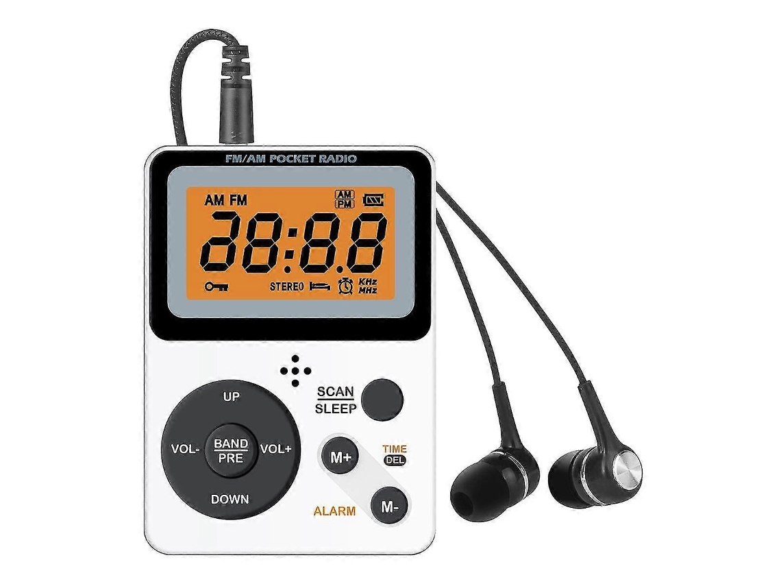 Mini Rádio Fm Am Portátil Com Display Lcd Retroiluminado, Receptor De Rádio De 87 108 Mhz Com Fone De Ouvido Olysi Shop (plugue Dos Eua)