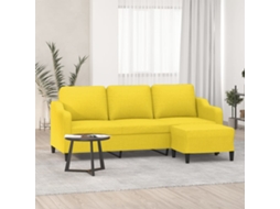 Vidaxl Sofá De 3 Lugares Com Apoio De Pés 180 Cm Tecido Amarelo-claro