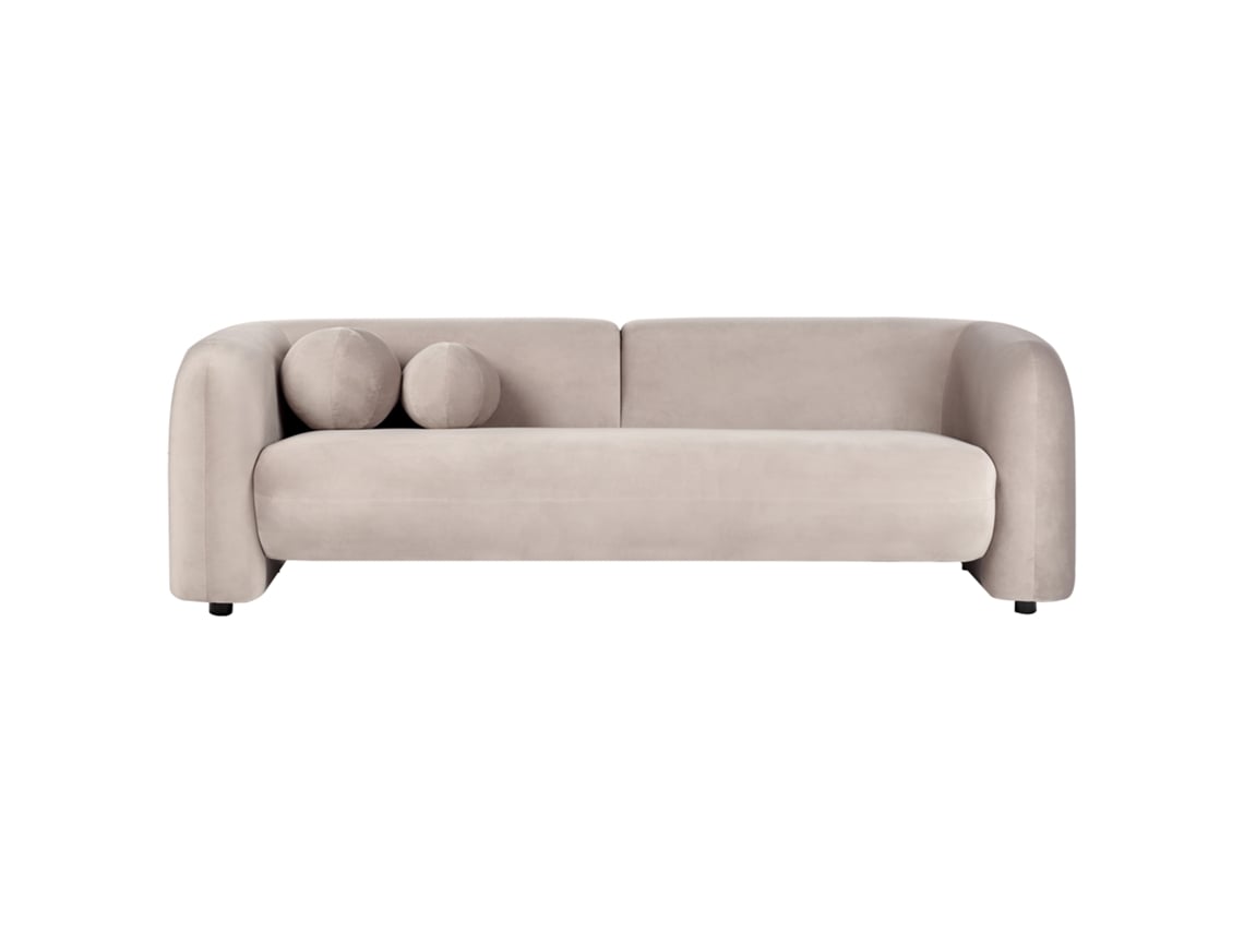Sofá de 3 lugares BELIANI Leiren de Veludo Creme 224x87x68