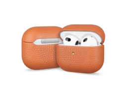 Capa Protetora Para Fones De Ouvido Airpods 2/1 Em Couro Granulado Com Textura De Lichia.