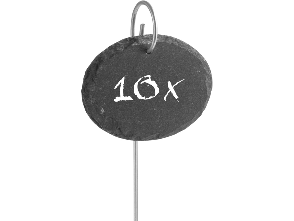 Conjunto de 10 Pratos de Ardósia para Plantas com Identificação (9x7x0,5cm) AQUAFORGE