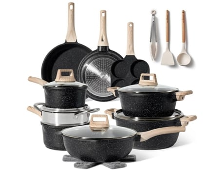 Trem de Cozinha 21 Peças para Todas As Cozinhas Preto JUST PERFECTO