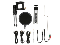 Suporte para microfone com bateria para gravação em computador EOOCOO
