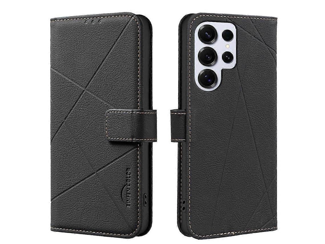 Capa De Couro Para Celular Com Padrão Geométrico Rfid