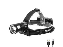 Farol, Farol Led De Alto Lúmen De 1200, Farol Recarregável Com 3 Modos, Ipx4 À Prova D'água, Farol Com Zoom Ajustável De 120 ° Para Acampame