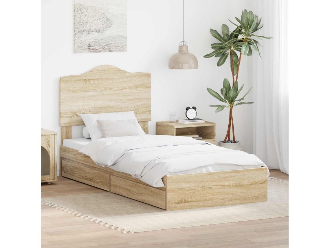 Vidaxl Cama com Armazenamento com Gaveta Carvalho Sonoma 90 X 190 Cm