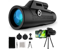 Telescópio Monocular ENZONS 12X60 com Bússola Universal e Suporte para Smartphone À Prova D'Água para Observação de Pássaros Esportivos -Preto