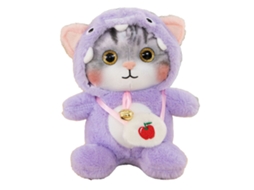 Primerox pelúcia de Gato Fofa com Sino Macio Colorido Boneca de Pelúcia Presente para Crianças Roxo