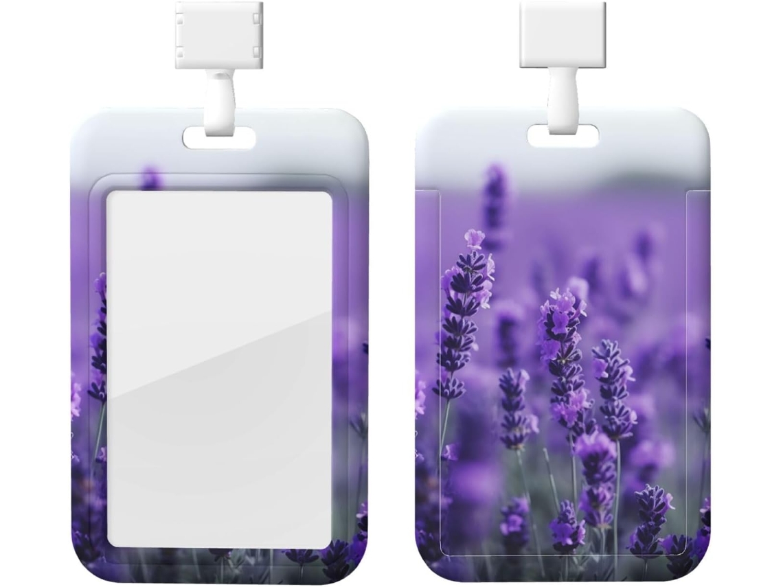 Porta Crachá Com Cordão, Suporte De Plástico Impermeável, Cor Roxa Lavanda, Retrátil, Protetor De Crachá Vertical,